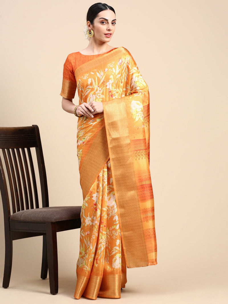Beautiful Designer Soft Silk With Allover Floral Saree