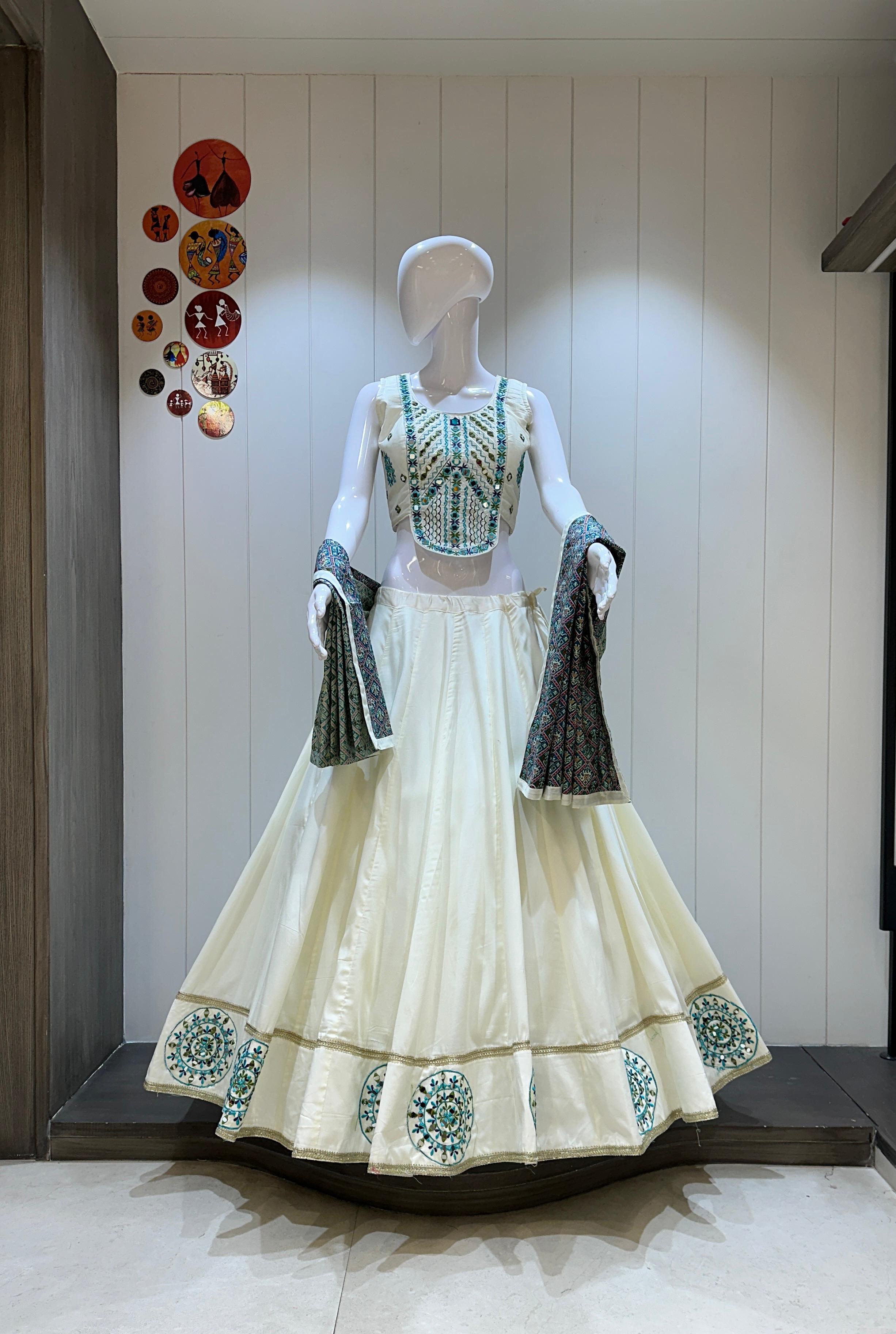 Off white chaniya choli with handwork