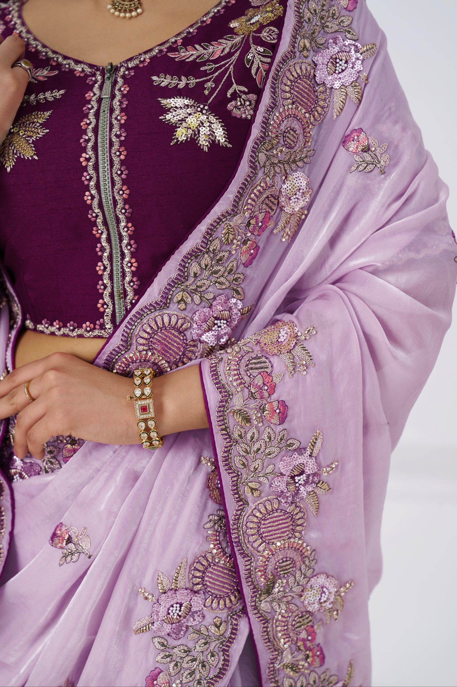 Premium mauve ethnic saree in Fendi silk fabric