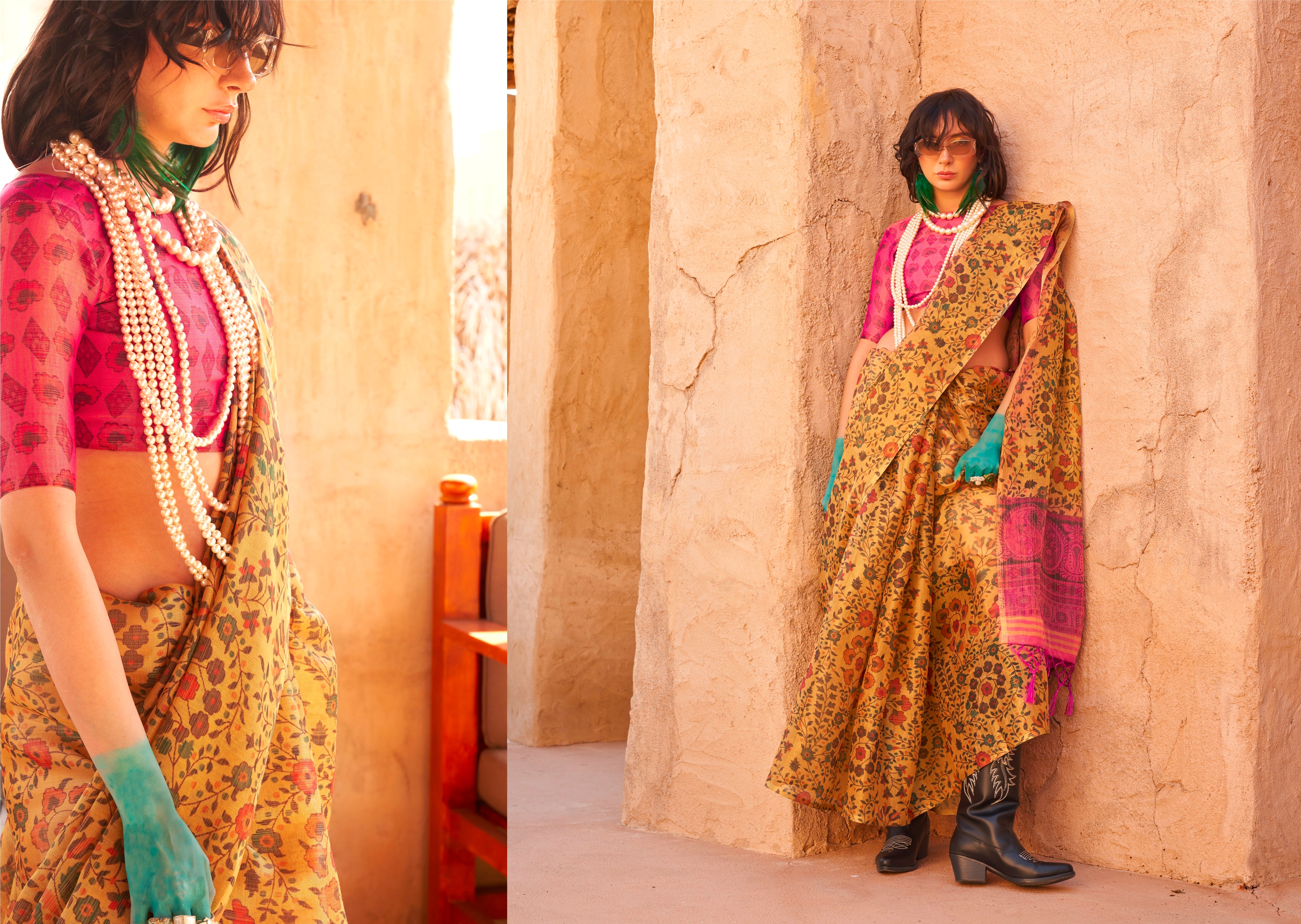 Beautiful Designer Festive Wear Handwoven Zari Tissue Print Saree