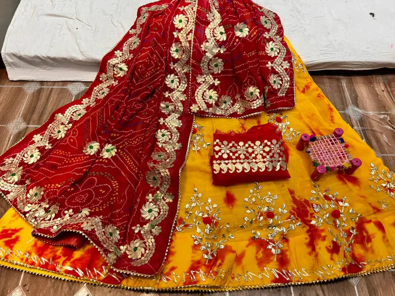 Rajasthani Traditional Georgette Gottapatti Lehenga Chunni - Anant Exports