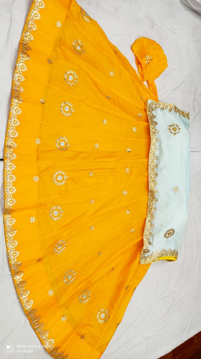 Rajsthani Traditional Rajputi Pure Organza Butti Work Lehenga Choli