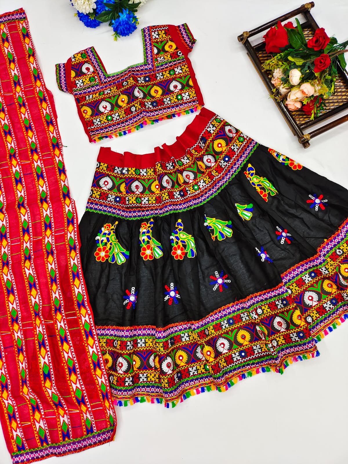 Kids Traditional Dandiya Ras Navratri Kedia Lehenga Choli