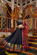 Maroon dupatta with aari work for Garba outfit