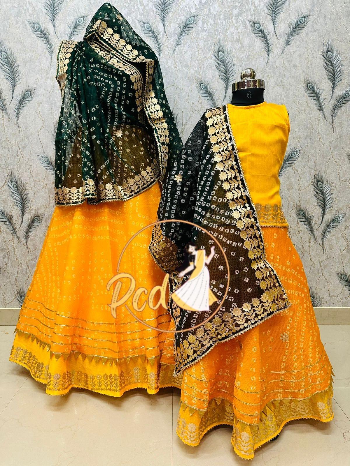 Rajasthani Traditional Combo Mother daughter Bhandhej Kotta Doriya Lehenga Chunni - Anant Exports