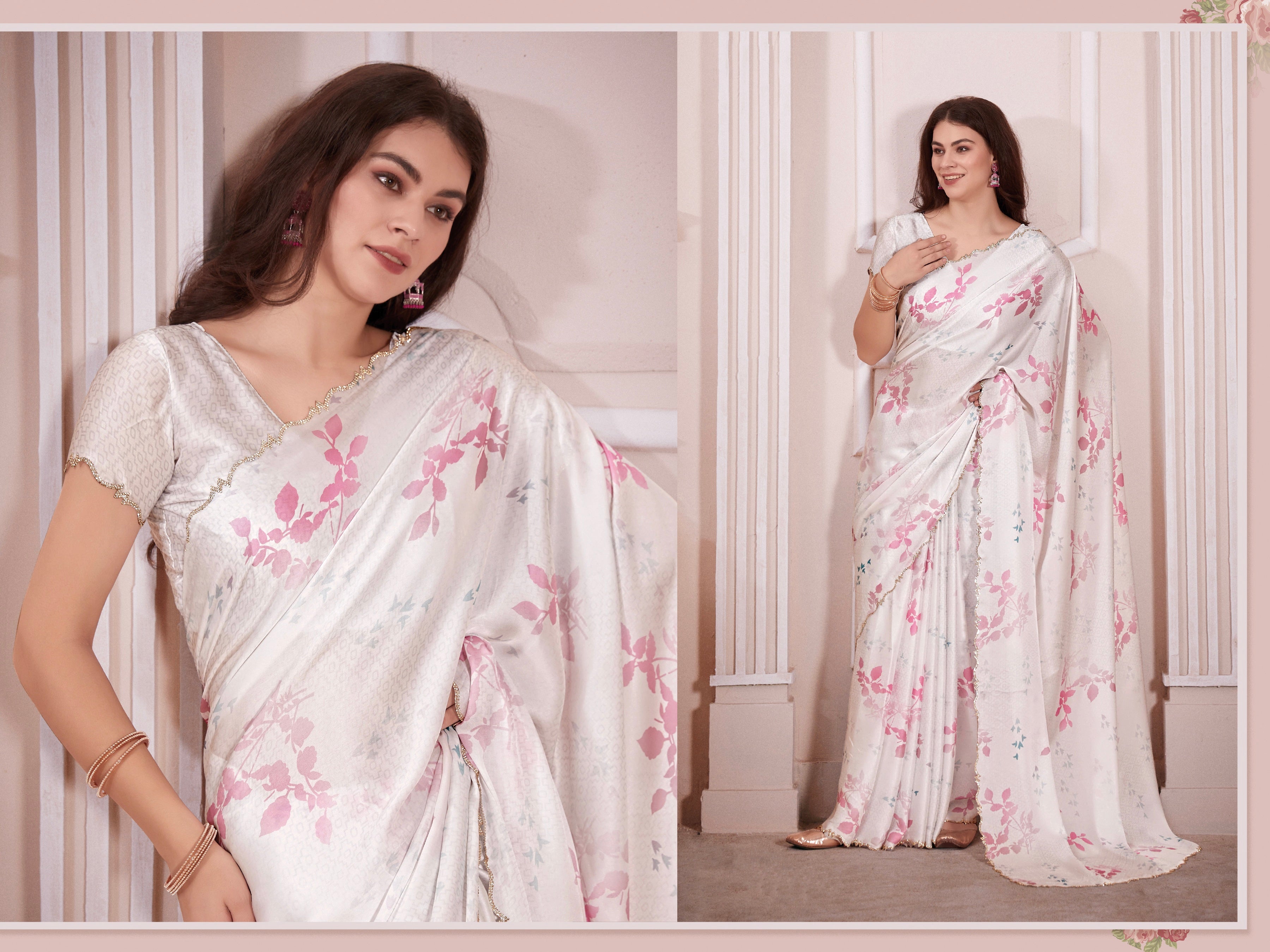 Beautiful Designer Casual Wear Pure Satin Georgette Saree