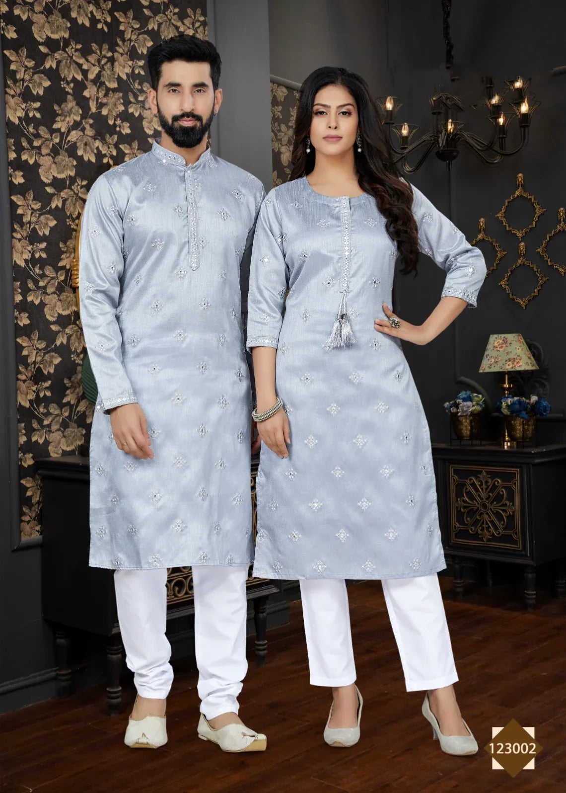 Occasion Special Couple Combo of Kurta with Payjama and Kurti with Pants - Anant Exports