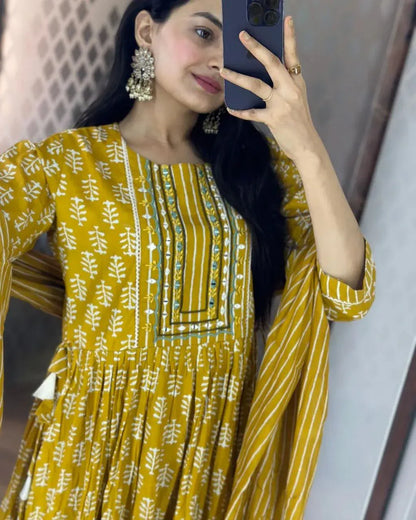 Beautiful Party Wear Cotton Anarkali Suit - Anant Exports
