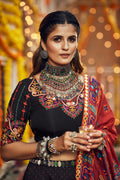 Traditional Garba lehenga in black with print