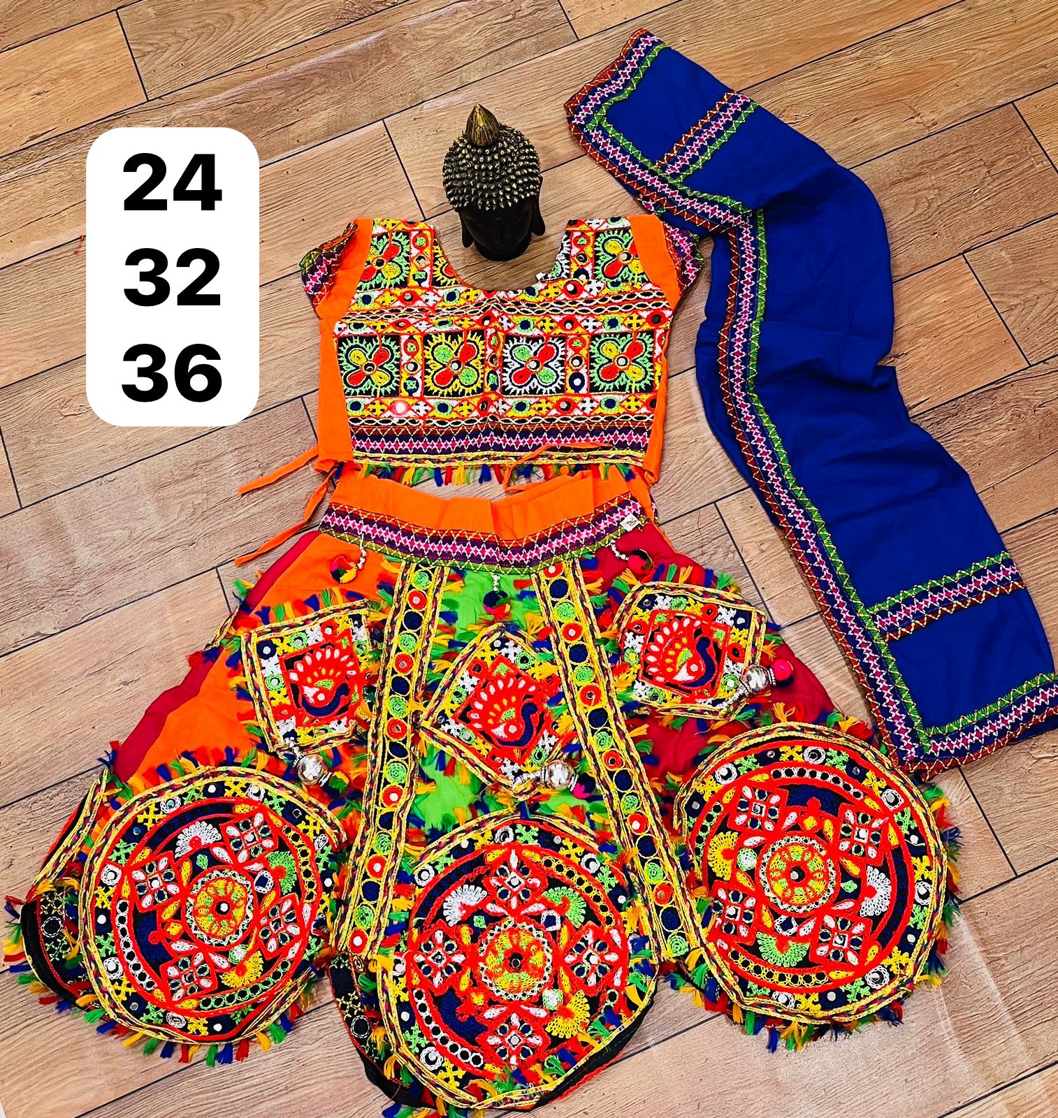 Navratri Traditional Kid's Pure Cotton With Half and Malti colour Lehenga Choli