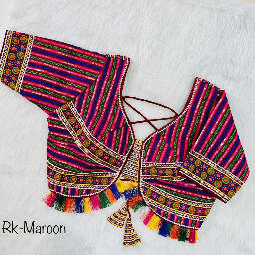 Readymade Navratri Special 11 Nidal Multi Gamthi Work Blouse - Anant Exports
