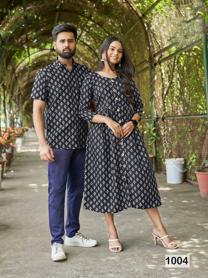 Trendy couple 2.0 Occasion Special Couple combo of Shirt and kurti Same matching - Anant Exports