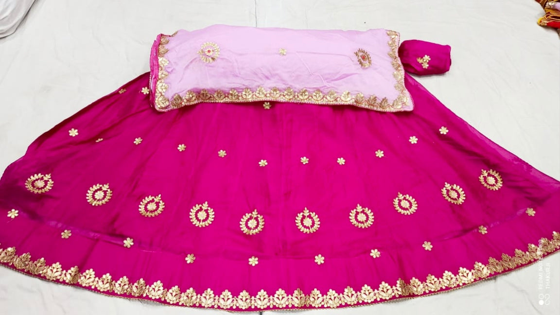 Rajsthani Traditional Rajputi Pure Organza Butti Work Lehenga Choli
