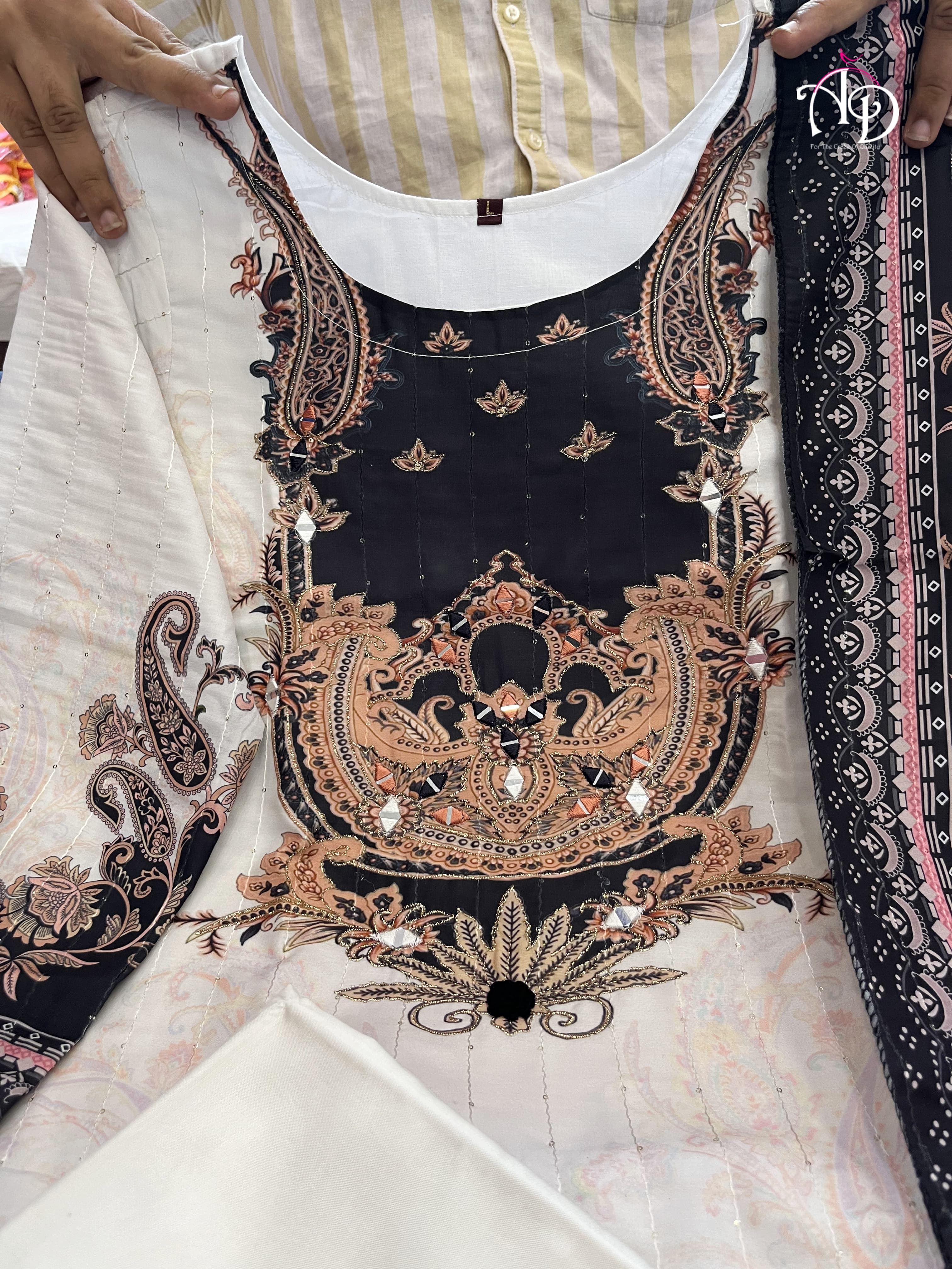 Beautiful White Cotton Kurta Pant Set