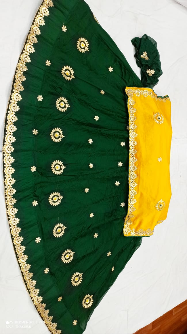 Rajsthani Traditional Rajputi Pure Organza Butti Work Lehenga Choli