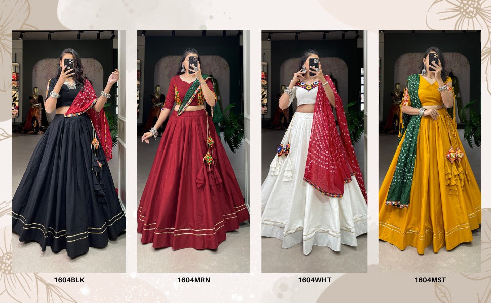 Beautiful Party Wear Traditional Gamthi Mirror Work Lehenga Choli D.No. 1604