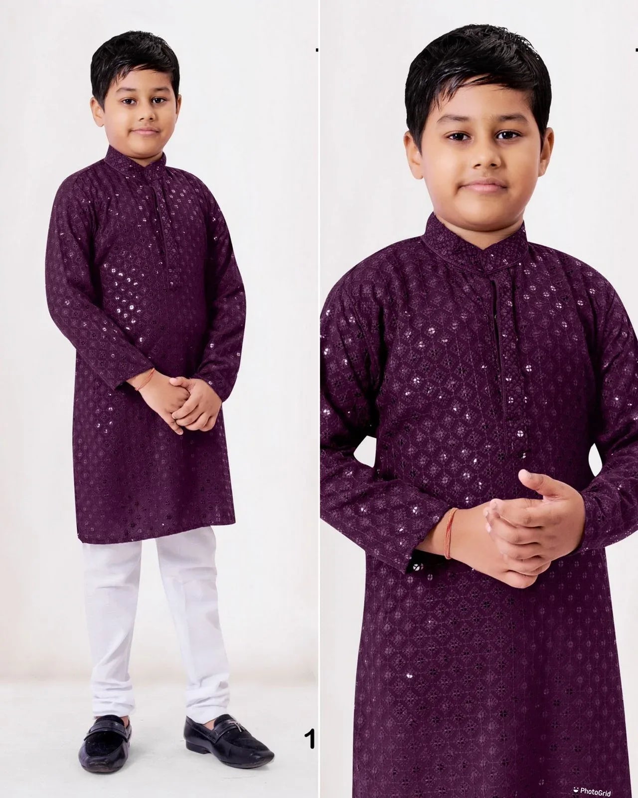 Beautiful Kids Boy Sequence Kurta Pyjama - Anant Exports