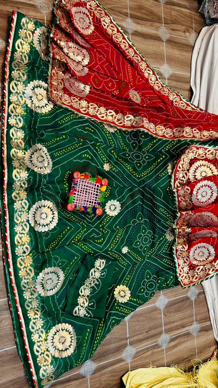 Rajasthani Traditional Bandhini Gotta Patti Lehenga Choli - Anant Exports