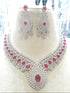 Peach pink bridal necklace with earrings