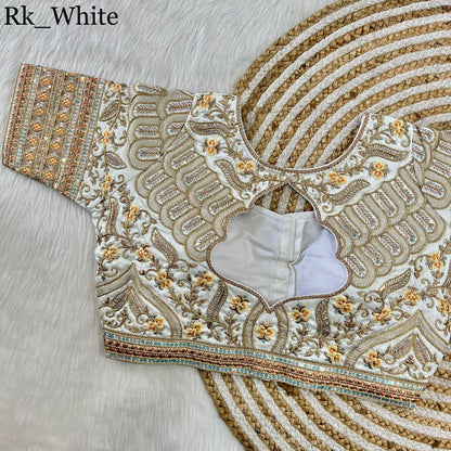 Part Wear Gold Jari With Rainbow 4 Sequence Heavy Embroidery Work Blouse - Anant Exports