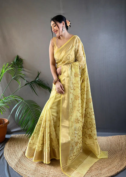 Beautiful Party Wear Zari Tissue With Sequen Work Saree - Anant Exports