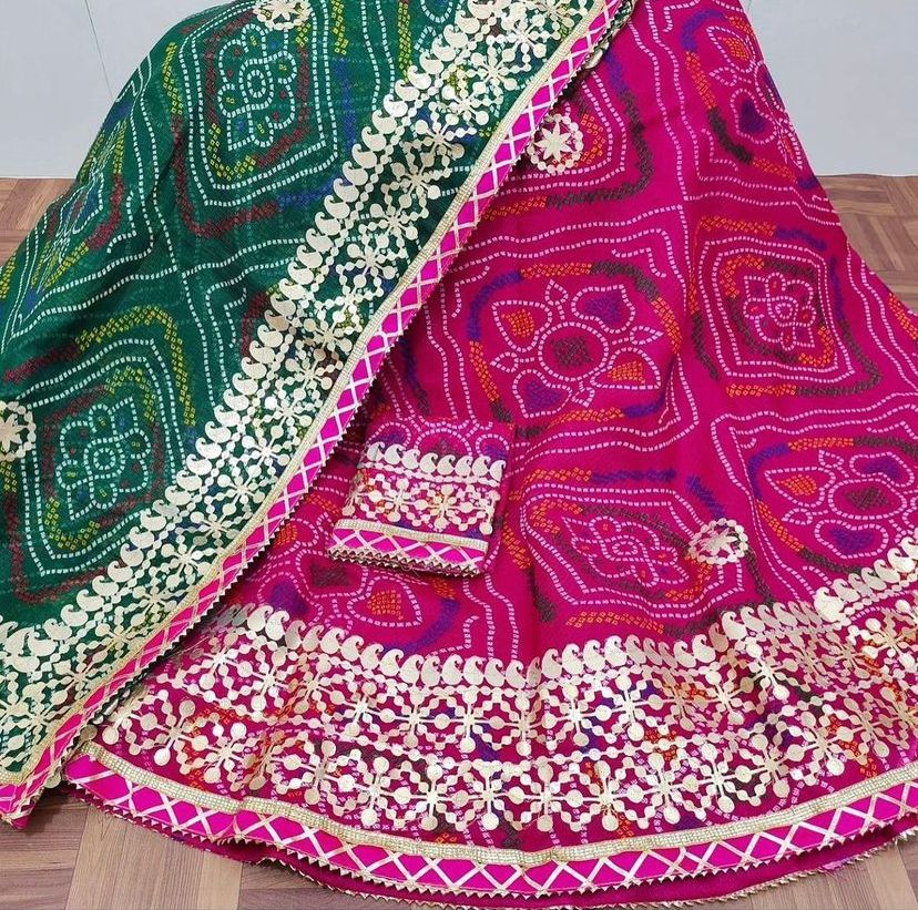 Rajsthani Traditional Rajputi Pure Bandhej Lehenga Chunri