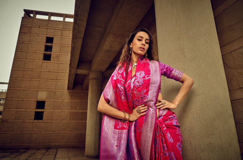 Beautiful Designer Festival Wear Satin Silk Brasso Saree