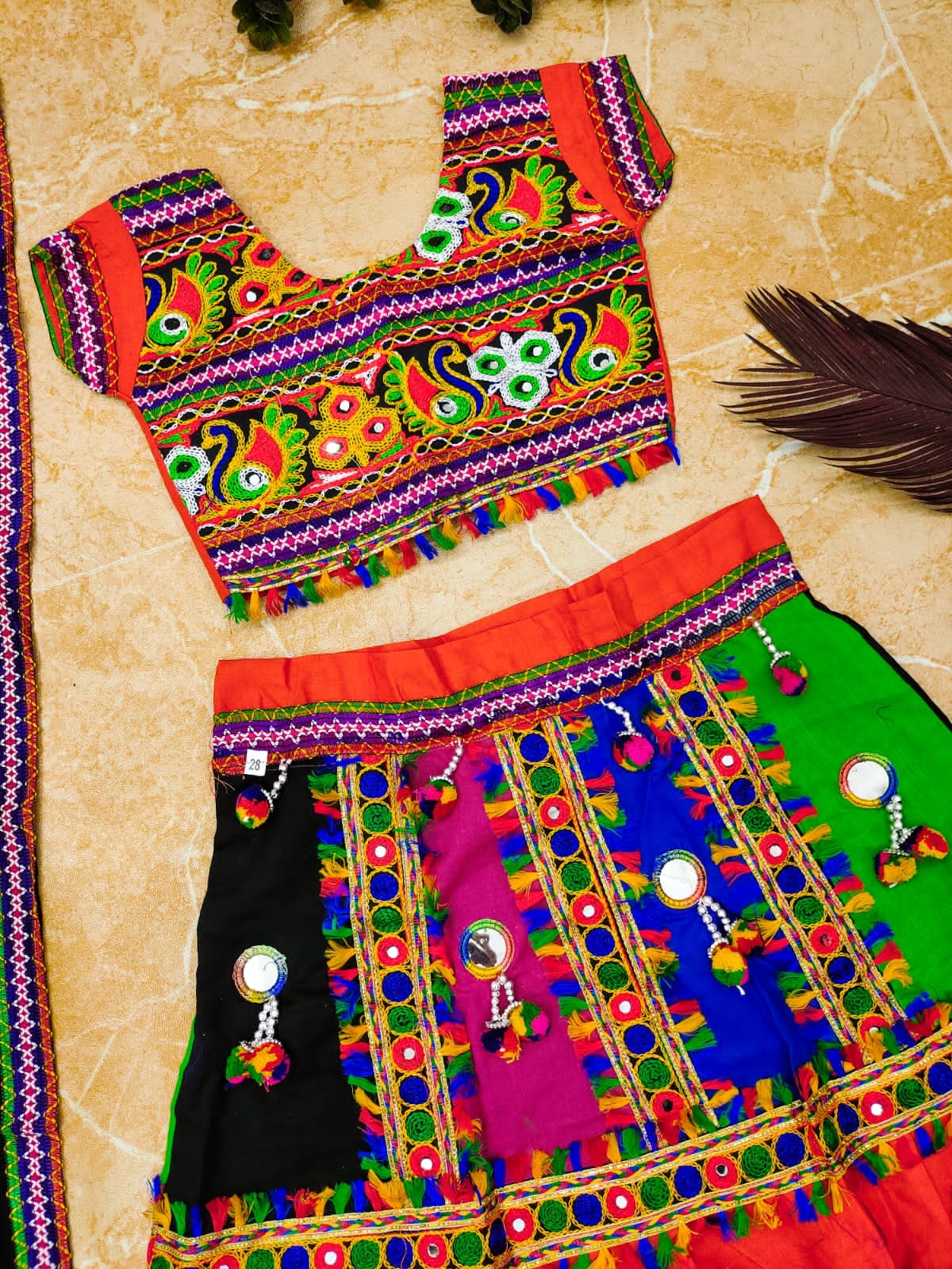 Navratri Traditional Kid's Pure Cotton With Half and Malti colour Lehenga Choli