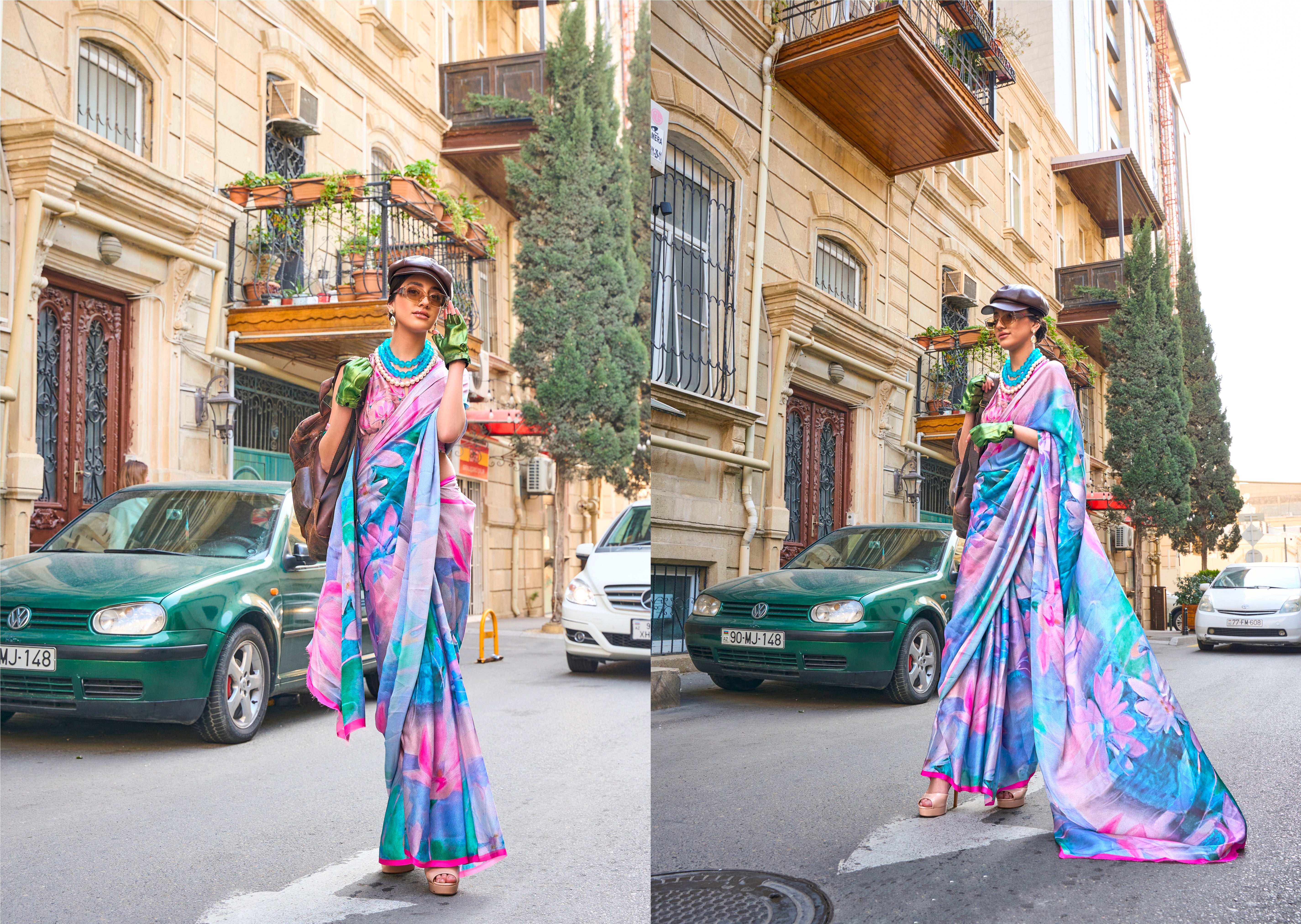 Beautiful Casual Wear Satin Georgette With Digital Print Saree