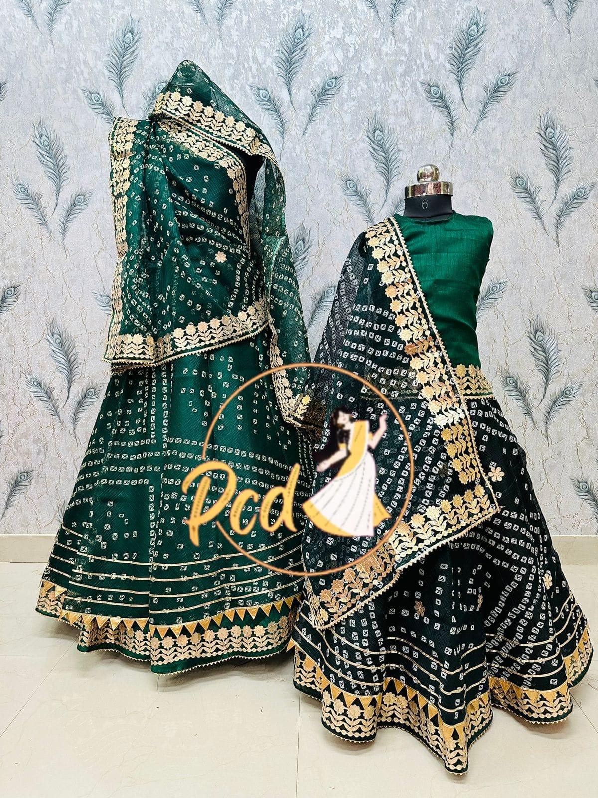 Rajasthani Traditional Combo Mother daughter Bhandhej Kotta Doriya Lehenga Chunni - Anant Exports