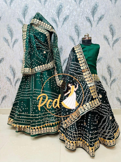 Rajasthani Traditional Combo Mother daughter Bhandhej Kotta Doriya Lehenga Chunni - Anant Exports