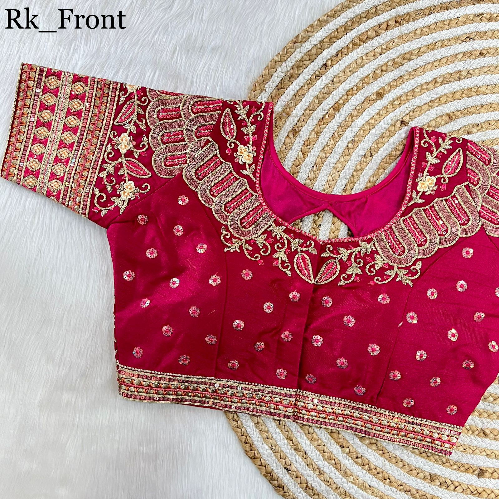 Part Wear Gold Jari With Rainbow 4 Sequence Heavy Embroidery Work Blouse