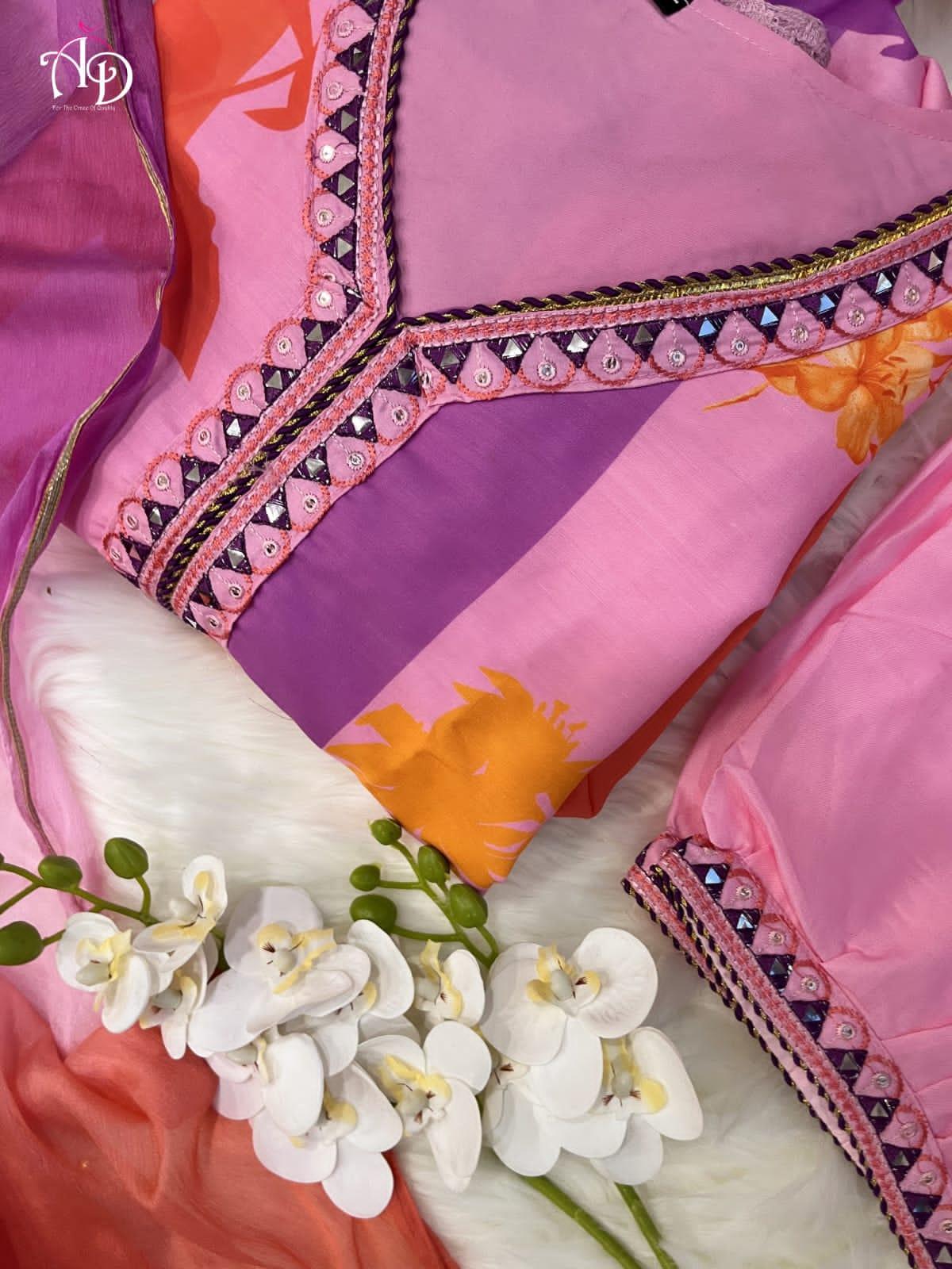 Beautiful Party Wear Pure Muslin Alia Cut Suit With Dupatta - Anant Exports