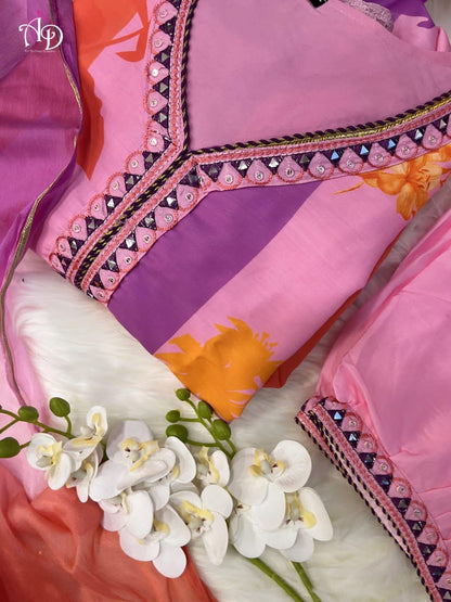 Beautiful Party Wear Pure Muslin Alia Cut Suit With Dupatta - Anant Exports