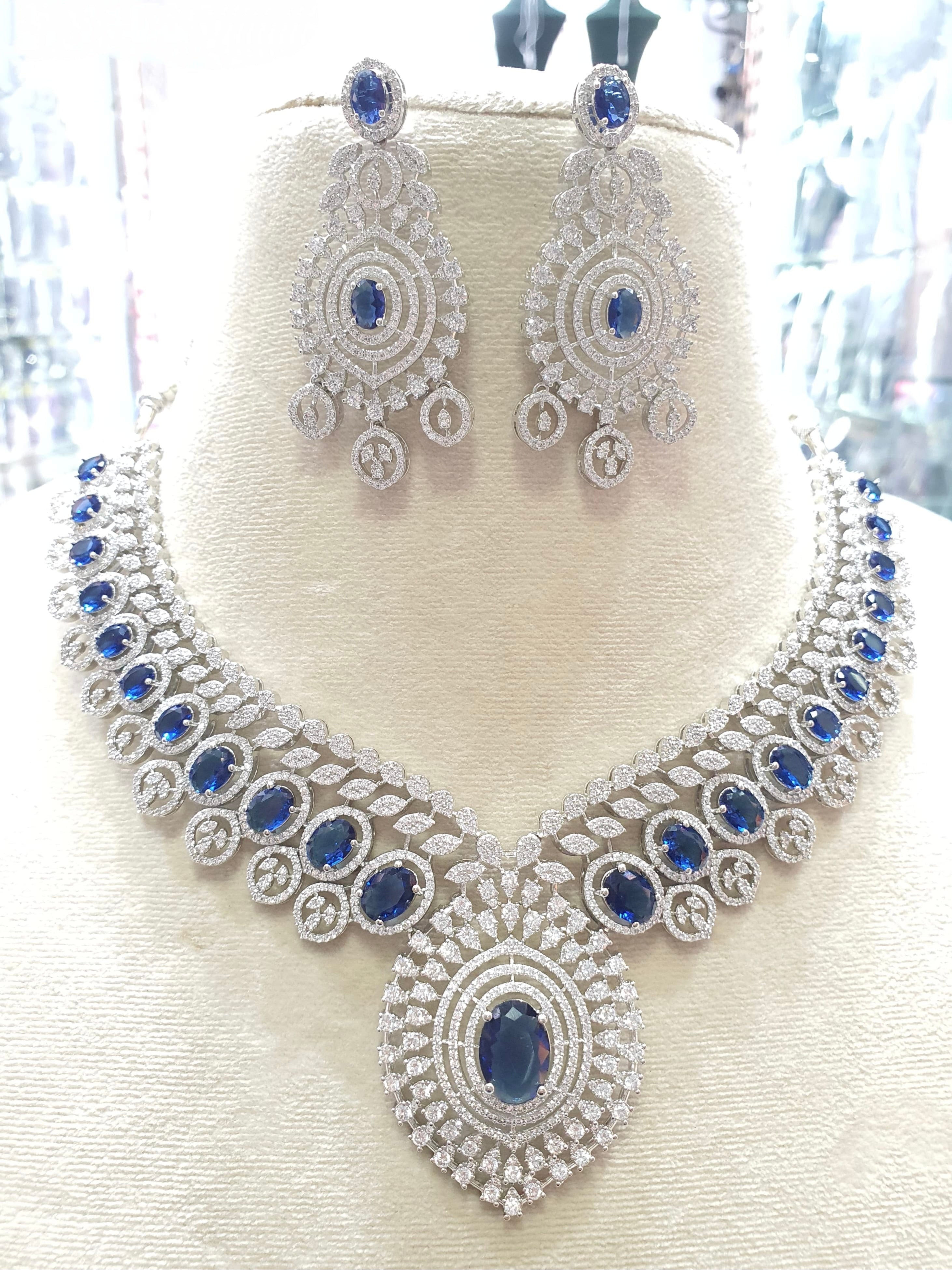 Royal blue necklace set for brides
