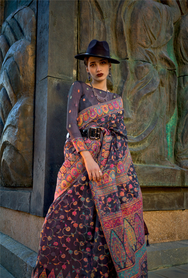 Beautiful Designer Occasion Wear Kashneer Silk Handloom Weaving Saree