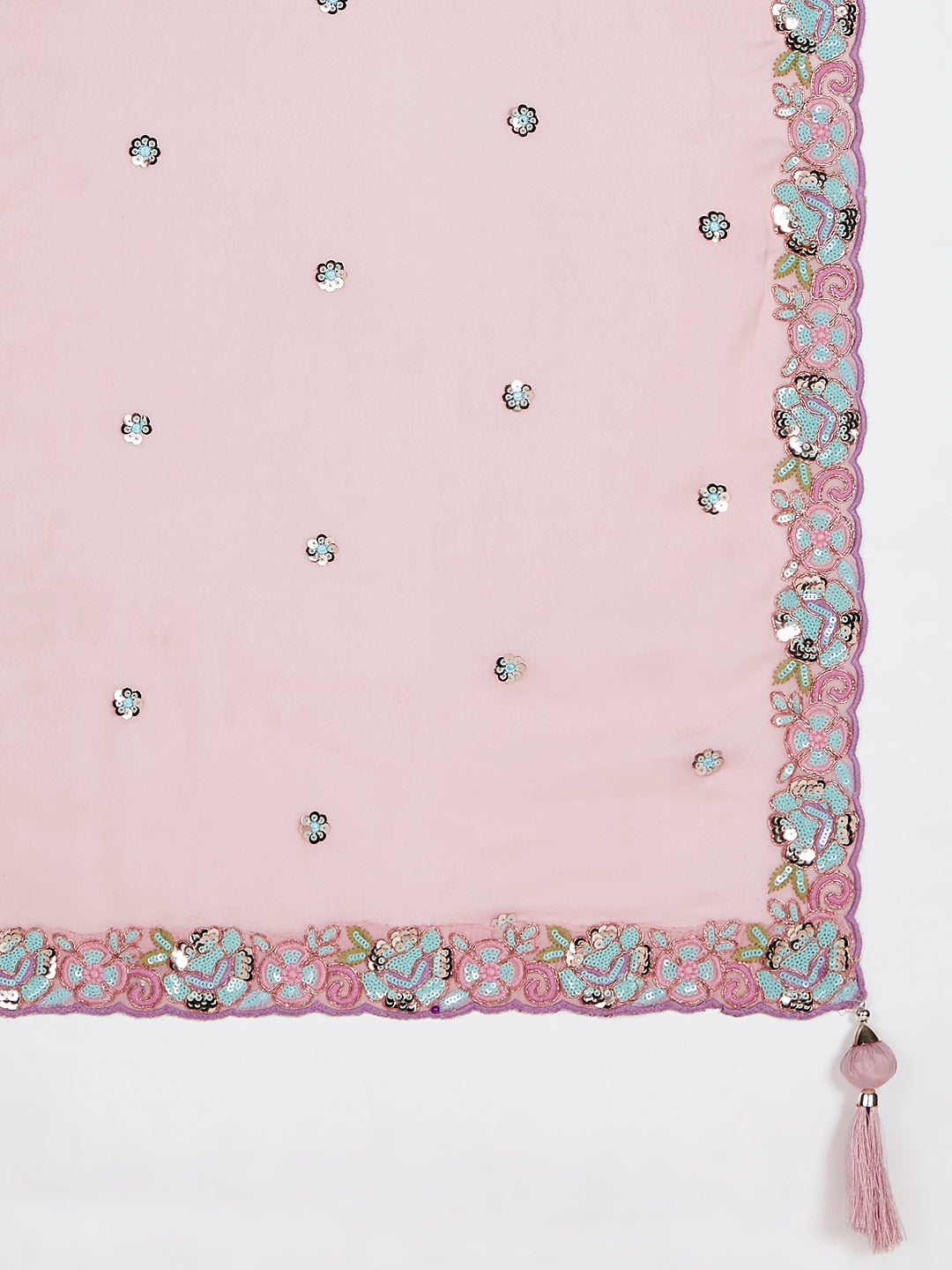 Teal Georgette Sequins and Thread Embroidery Lehenga Choli & Dupatta