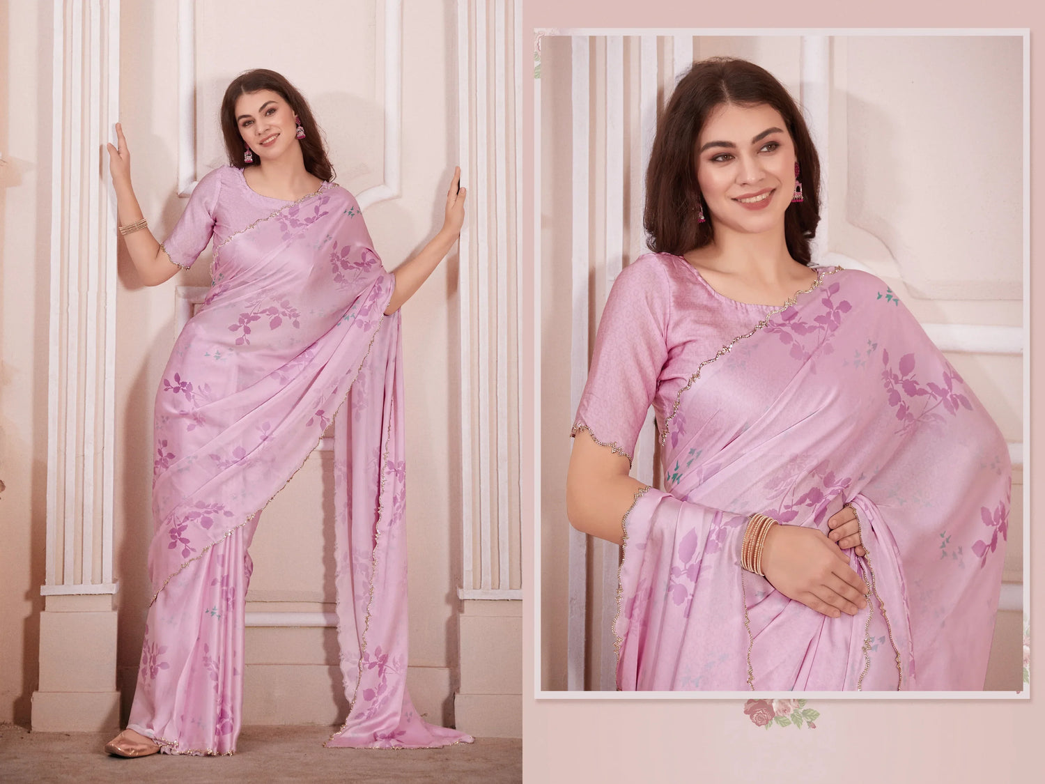 Beautiful Designer Casual Wear Pure Satin Georgette Saree