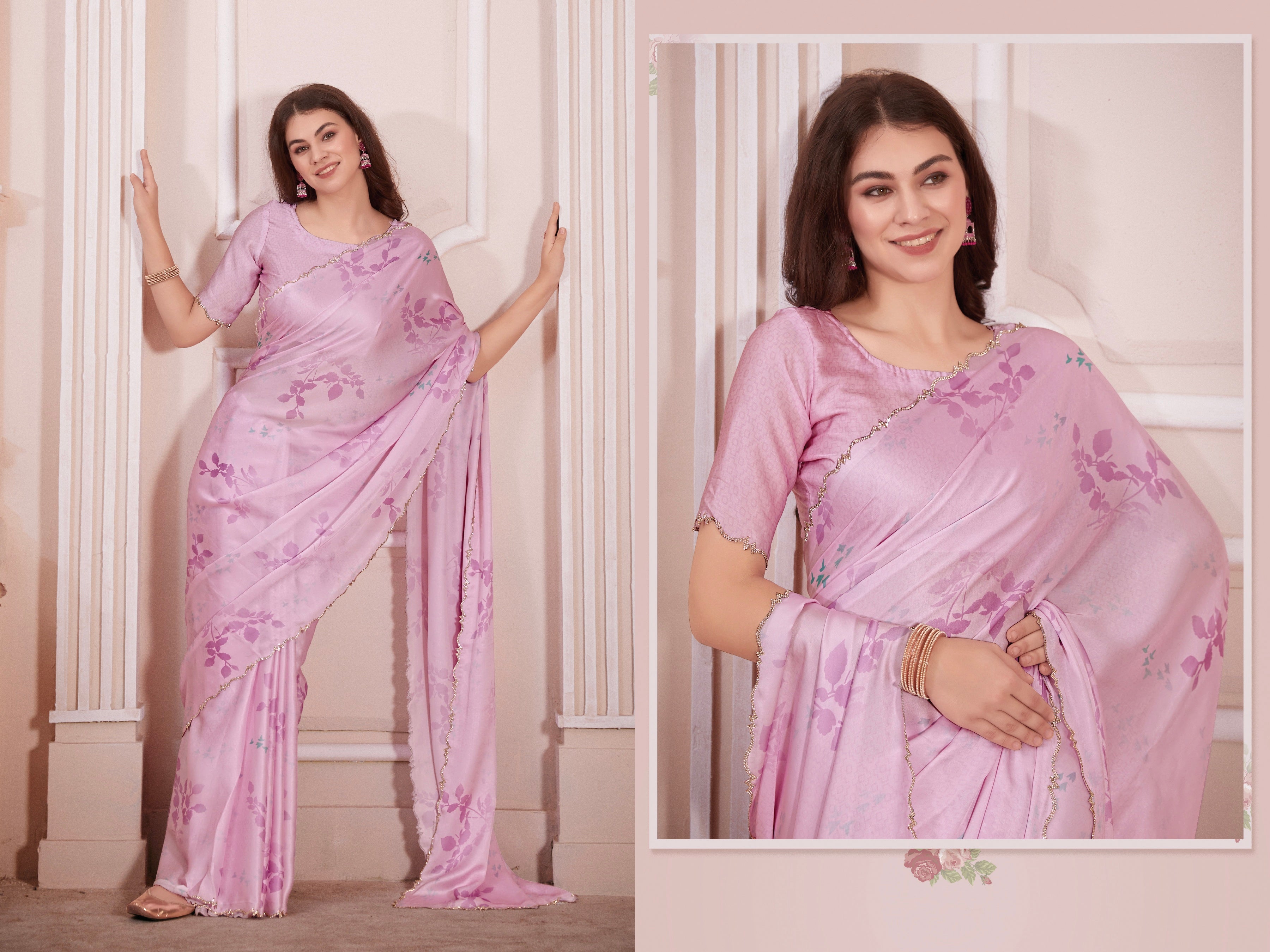 Beautiful Designer Casual Wear Pure Satin Georgette Saree