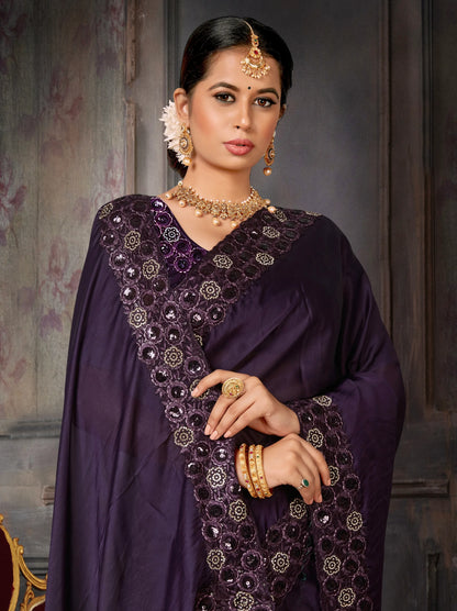 Beautiful Designer Party Wear Georgette With Heavy Sequins Embroidery Saree