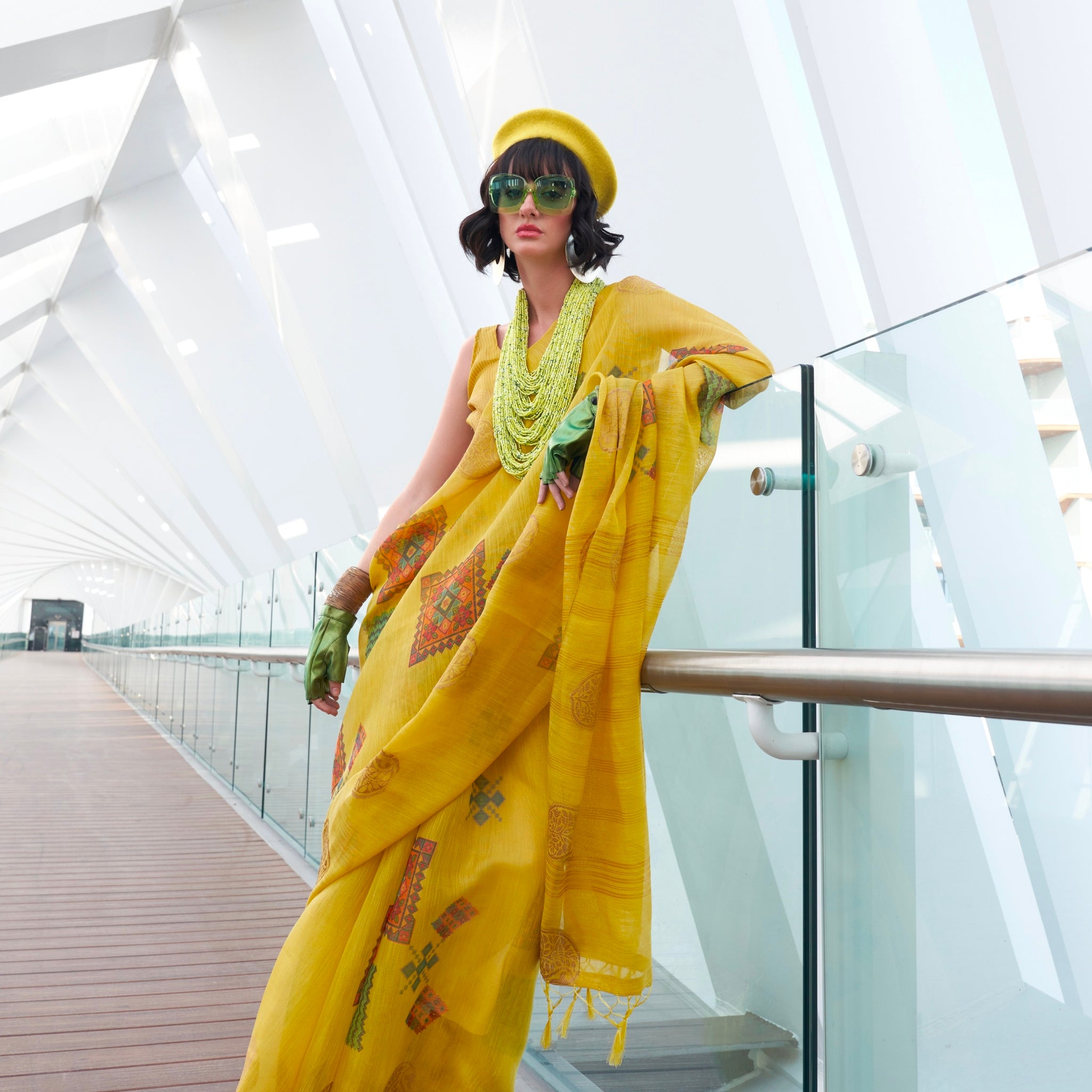 Beautiful Designer Silk Printed Handloom Zari Tissue Saree