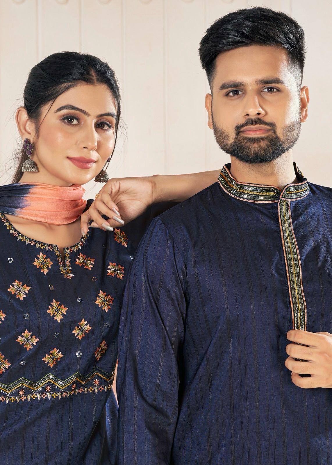 Festival Couple combo of Kurta with Pajama &amp; Kurti with Pants &amp; Dupatta Couple Goal X - Anant Exports