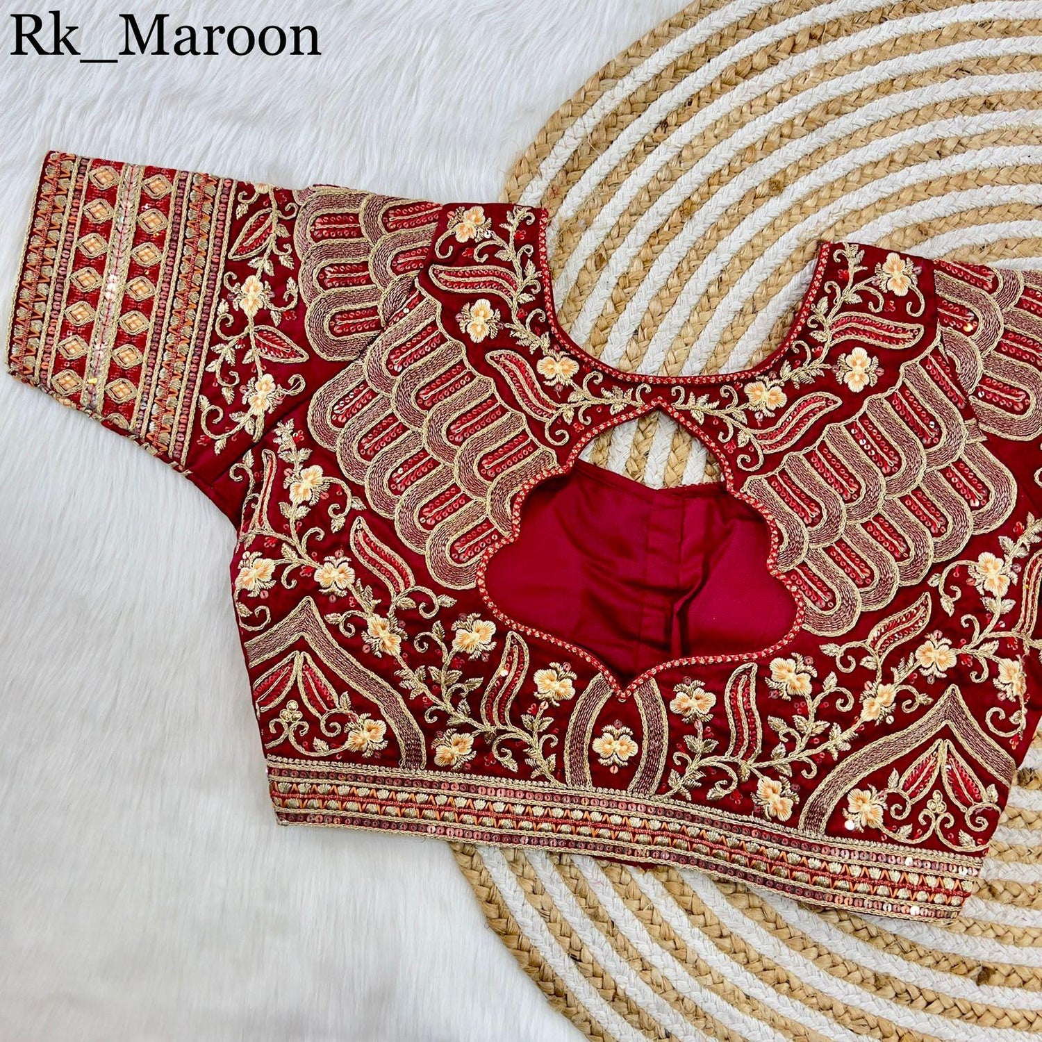 Part Wear Gold Jari With Rainbow 4 Sequence Heavy Embroidery Work Blouse - Anant Exports