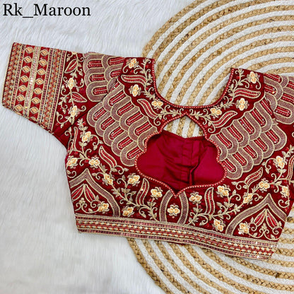 Part Wear Gold Jari With Rainbow 4 Sequence Heavy Embroidery Work Blouse - Anant Exports