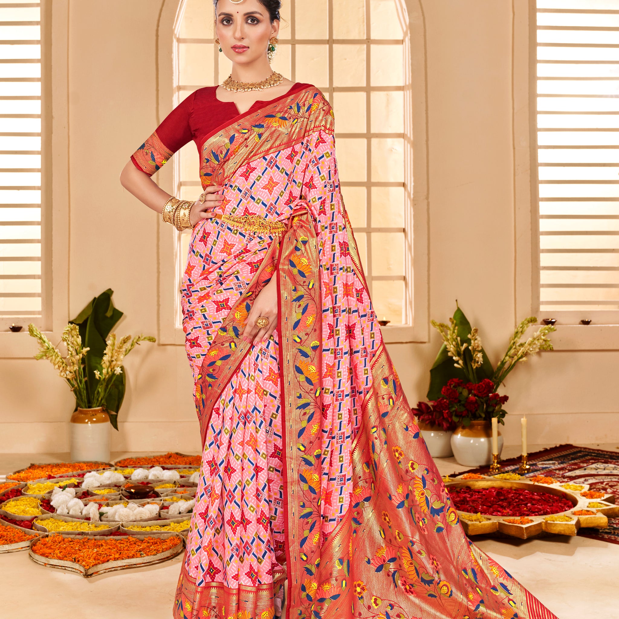 Beautiful Fancy Velvet Silk With Paithani Design Saree
