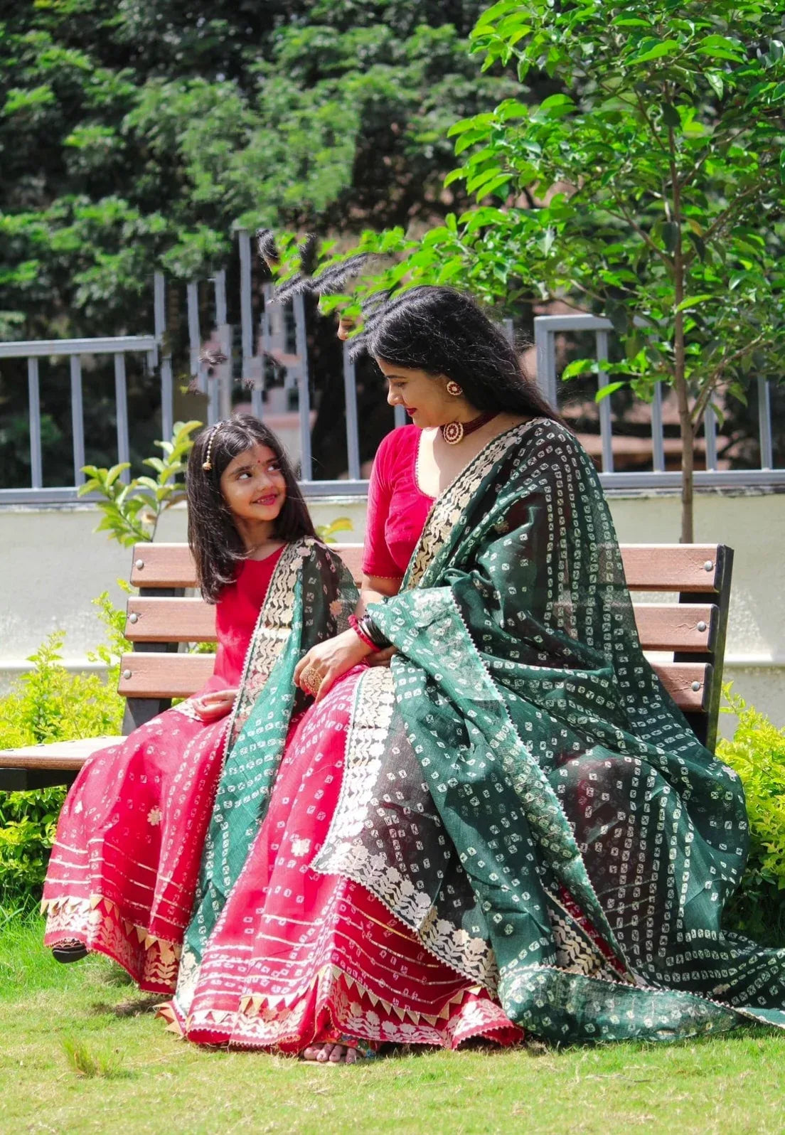Rajasthani Traditional Combo Mother daughter Bhandhej Kotta Doriya Lehenga Chunni - Anant Exports
