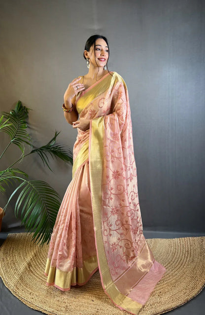Beautiful Party Wear Zari Tissue With Sequen Work Saree - Anant Exports