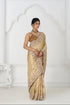 Golden viscose silk saree with embellished border and pallu