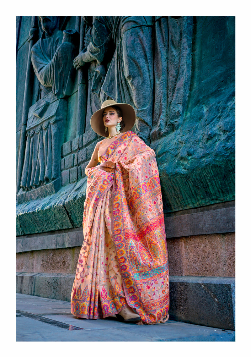 Beautiful Designer Occasion Wear Kashneer Silk Handloom Weaving Saree