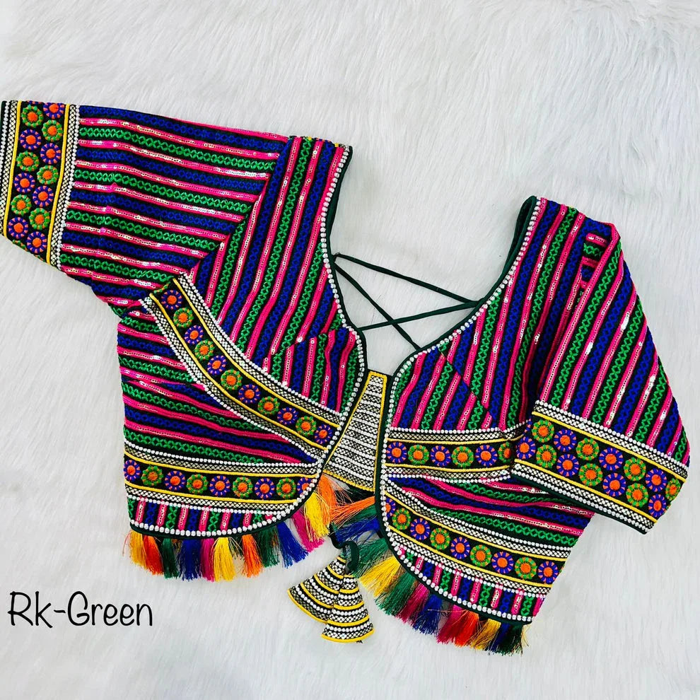 Readymade Navratri Special 11 Nidal Multi Gamthi Work Blouse - Anant Exports